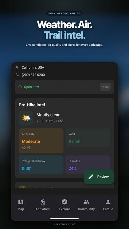Pre-hike weather and air quality